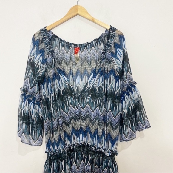 RED CARTER Indigo Blues Chiffon Beach Coverup Tunic - Picture 9 of 15